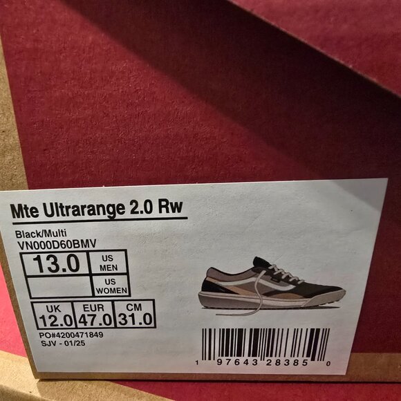 Vans Mte Ultrarange 2.0 Shoes VN000D60BMV Black/Multi Men Size 13 NEW SKATE HIKE - Picture 10 of 16